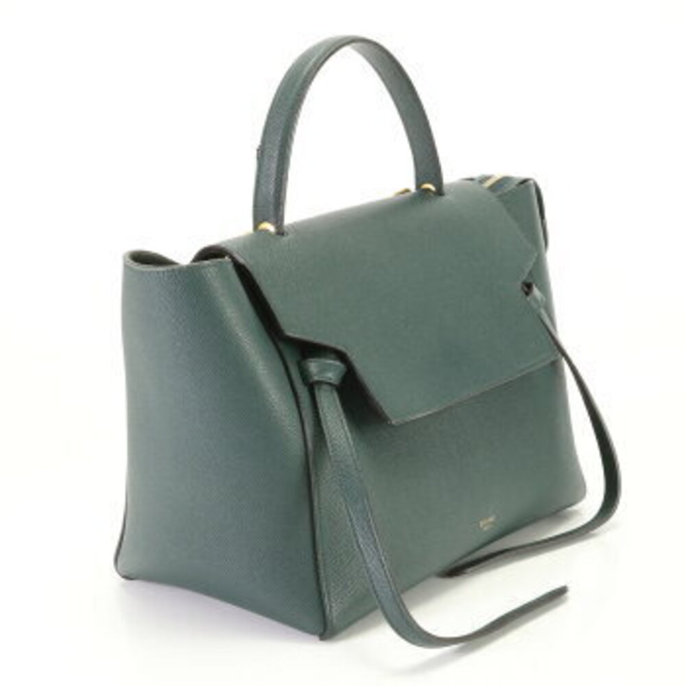 Celine belt bag leather handbag green tote top handles classic - Picture 2 of 13